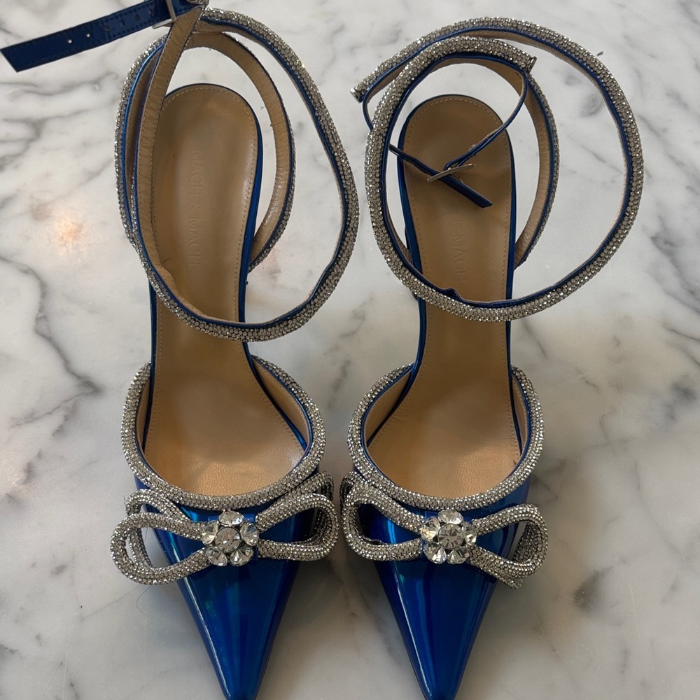 Mach & Mach Blue Double Bow Heels - Picture 3 of 6